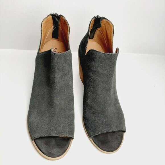 SUSINA | Carina Lea Genuine Suede Peep Toe Ankle Cut-Out Booties Sz 8.5 M - Picture 4 of 12